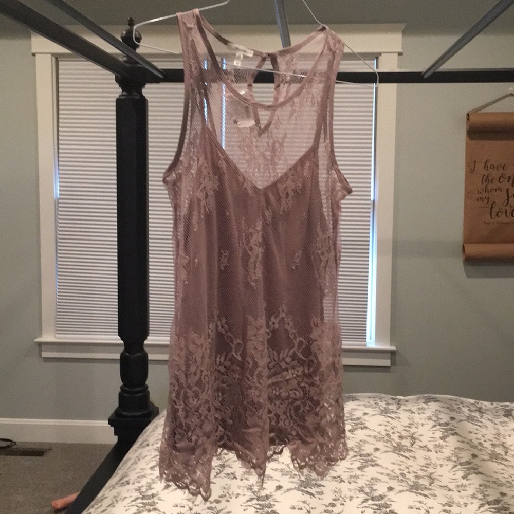 BNWT Purple lace tank with built in cami